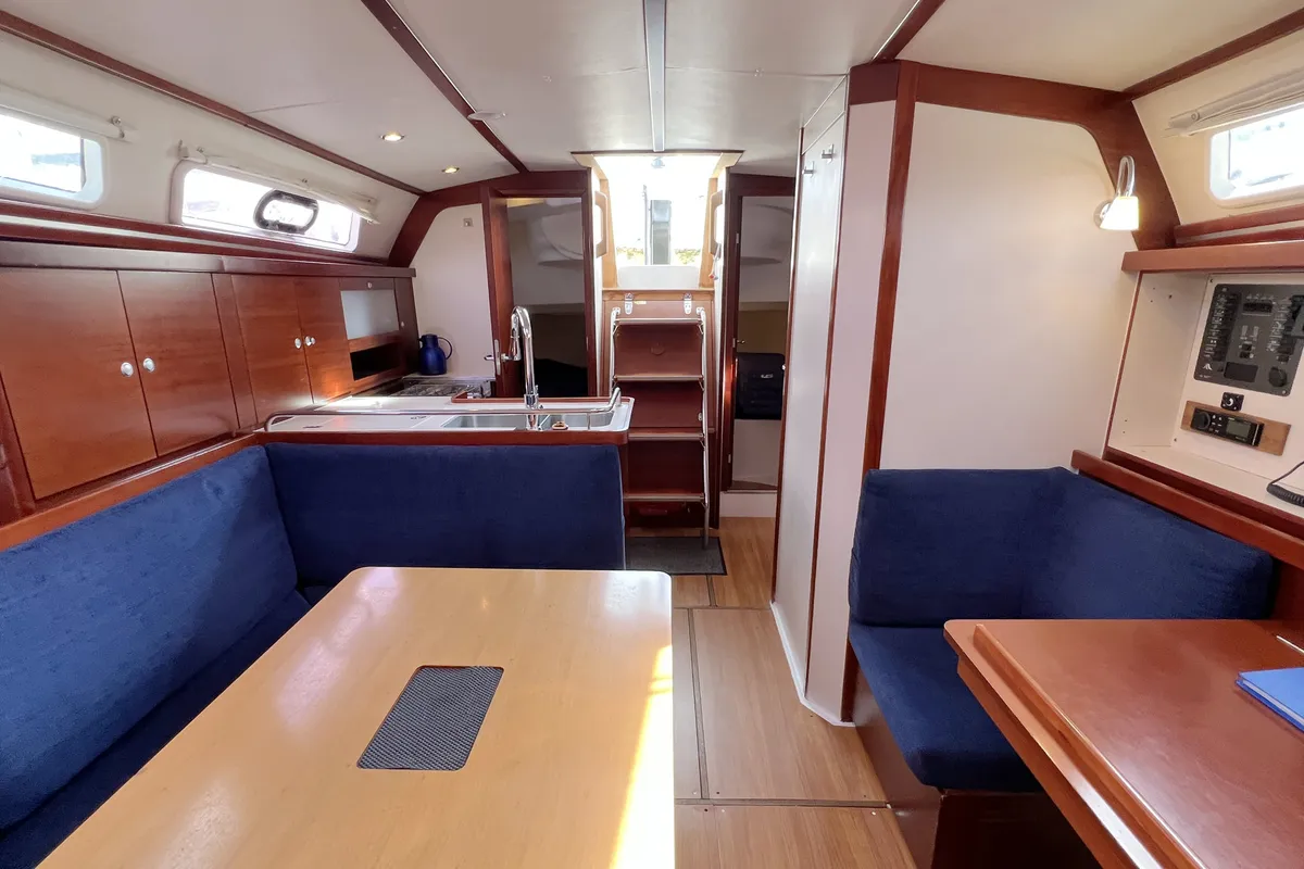 Salon of Minie, a Hanse 370 sailboat at Heiligenhafen, Germany