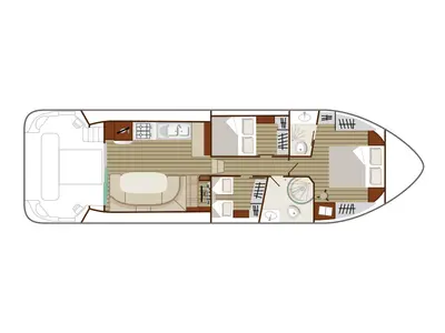 Floor plan of Opus, a Nicols Estivale Sixto motorboat at Grez-Neuville, France