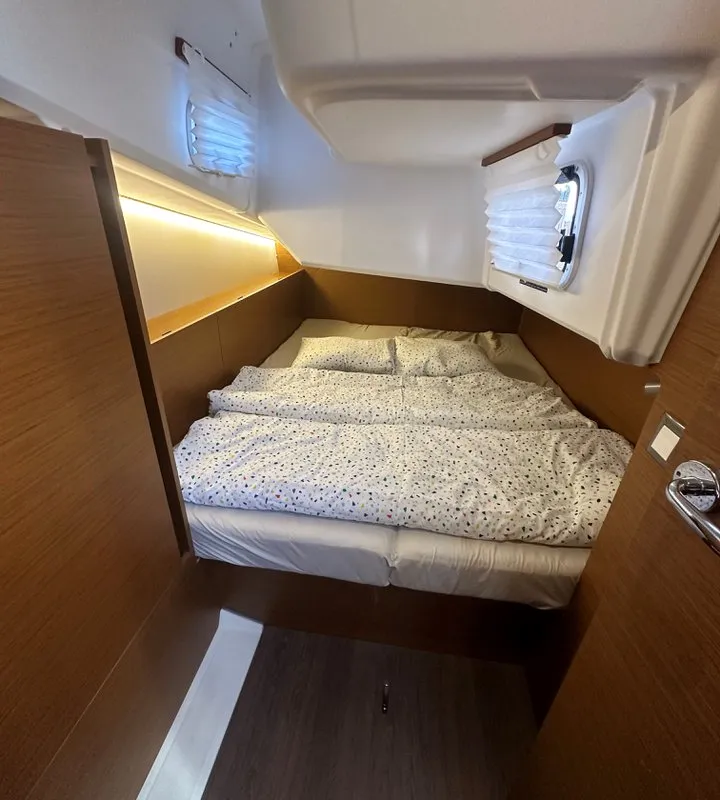 Cabin on Princess Tia, a Jeanneau Sun Odyssey 380 sailboat at Punat, Croatia