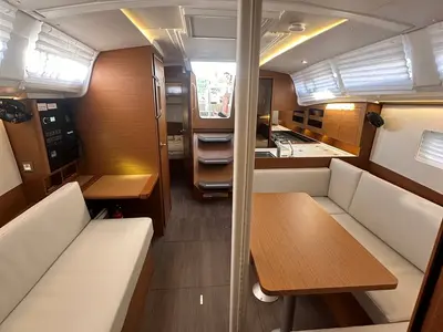 Salon of Princess Tia, a Jeanneau Sun Odyssey 380 sailboat at Punat, Croatia