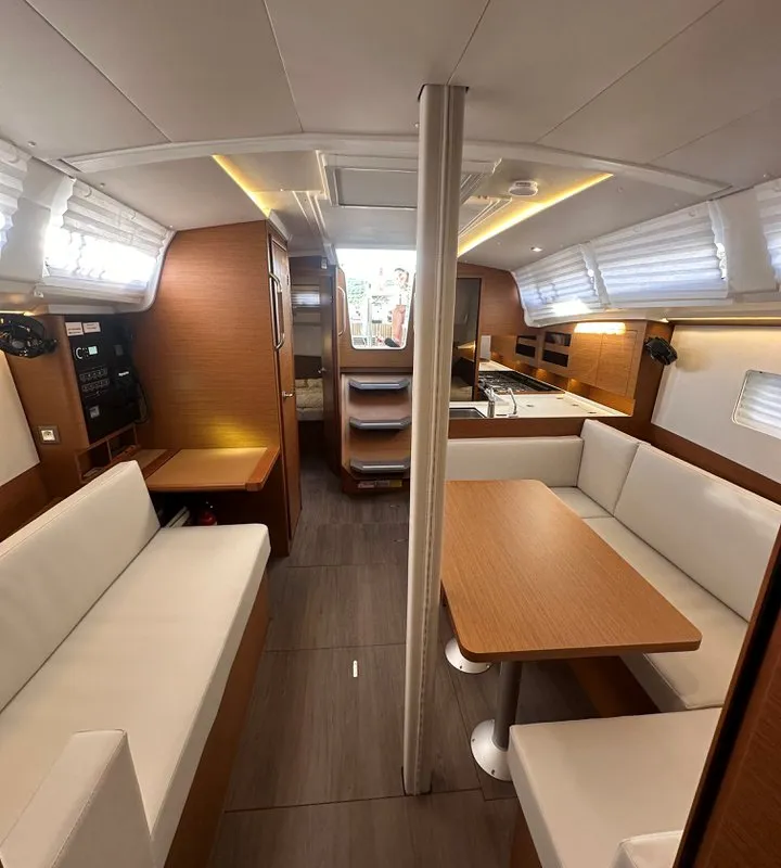 Salon of Princess Tia, a Jeanneau Sun Odyssey 380 sailboat at Punat, Croatia