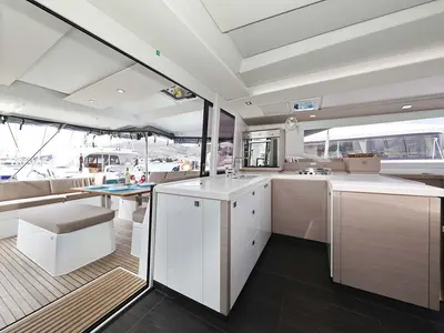 Galley of La Mula, a Fountaine Pajot Astrea 42 catamaran at Grad Trogir, Croatia
