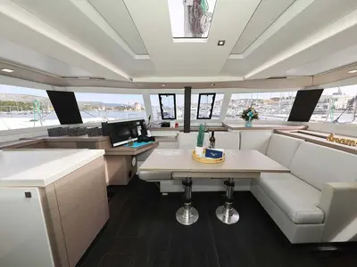 Salon of La Mula, a Fountaine Pajot Astrea 42 catamaran at Grad Trogir, Croatia