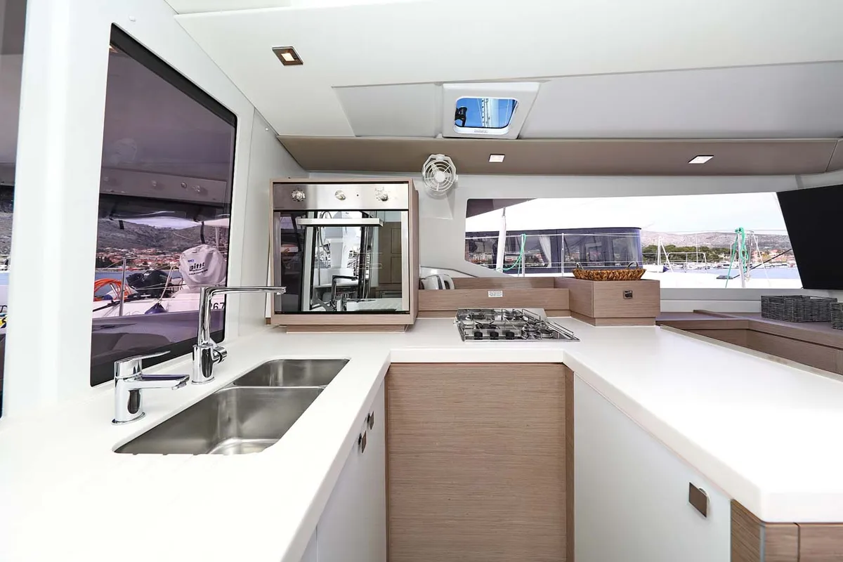 Galley of La Mula, a Fountaine Pajot Astrea 42 catamaran at Grad Trogir, Croatia