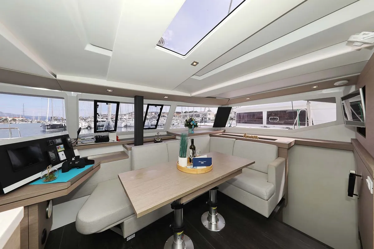 Salon of La Mula, a Fountaine Pajot Astrea 42 catamaran at Grad Trogir, Croatia