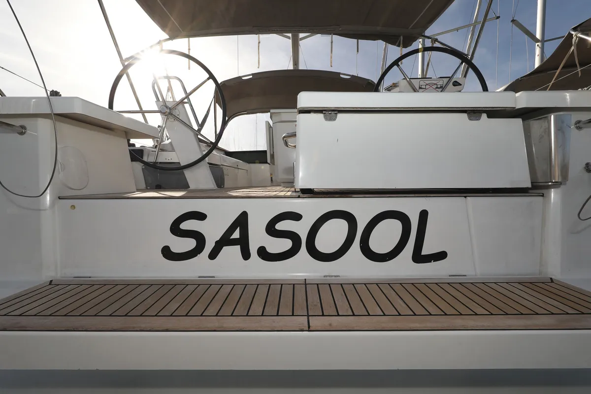 Cockpit of Sasool, a Beneteau Oceanis 46.1 sailboat at Grad Trogir, Croatia