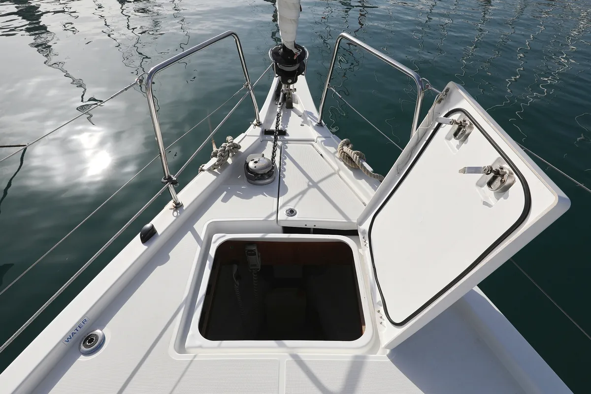 Deck of Sasool, a Beneteau Oceanis 46.1 sailboat at Grad Trogir, Croatia