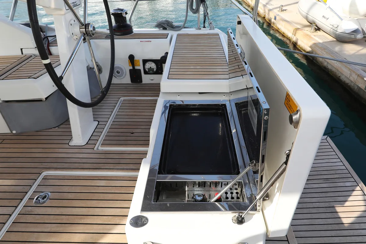 Deck of Sasool, a Beneteau Oceanis 46.1 sailboat at Grad Trogir, Croatia
