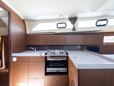 Galley of Argyroula, a Beneteau Oceanis 41.1 sailboat at Lefkada, Greece