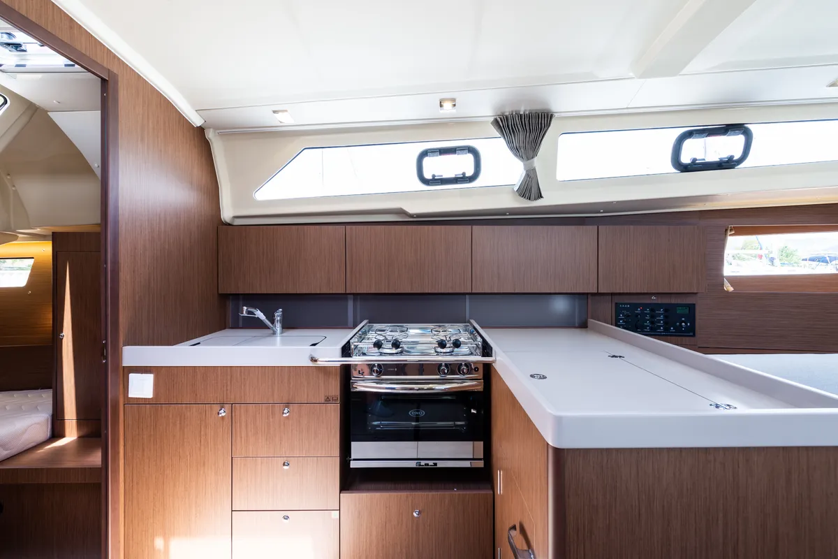 Galley of Argyroula, a Beneteau Oceanis 41.1 sailboat at Lefkada, Greece