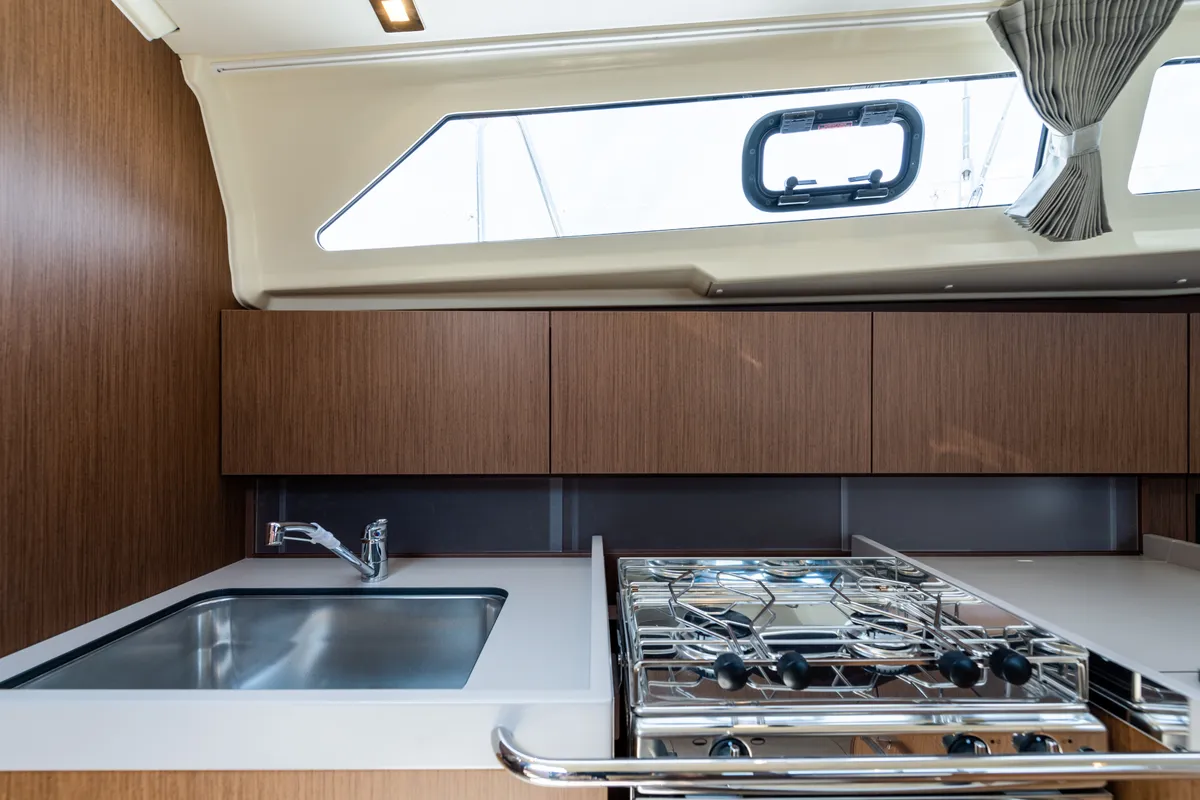Galley of Argyroula, a Beneteau Oceanis 41.1 sailboat at Lefkada, Greece