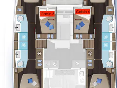 Floor plan of Joyous 2, a Lagoon 51 catamaran at Mai Khao, Thailand