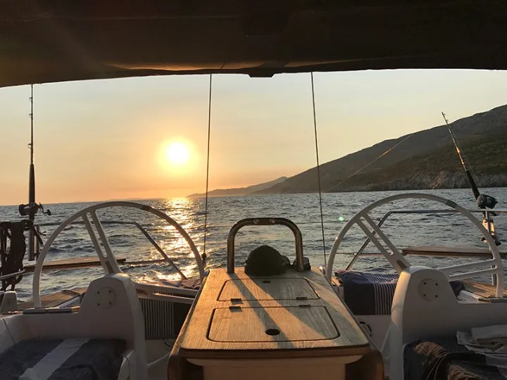 Cockpit of Aquatica, a Elan Impression 444 sailboat at Athens, Yacht Club Amfitheas, Greece
