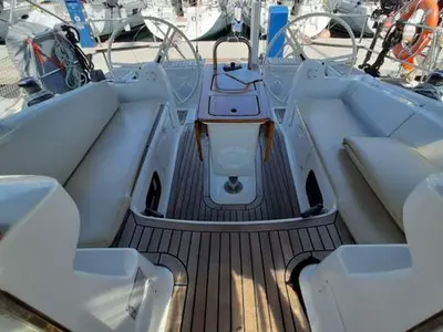 Cockpit of Aquatica, a Elan Impression 444 sailboat at Athens, Yacht Club Amfitheas, Greece