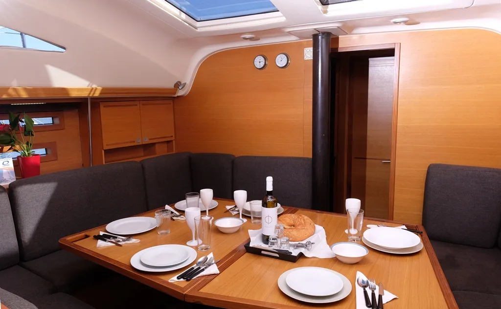 Salon of Aquatica, a Elan Impression 444 sailboat at Athens, Yacht Club Amfitheas, Greece