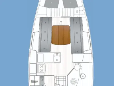Floor plan of St. Kitts, a Saare 38.2 sailboat at Heiligenhafen, Germany
