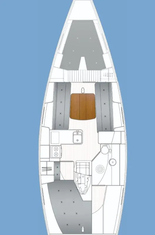 Floor plan of St. Kitts, a Saare 38.2 sailboat at Heiligenhafen, Germany