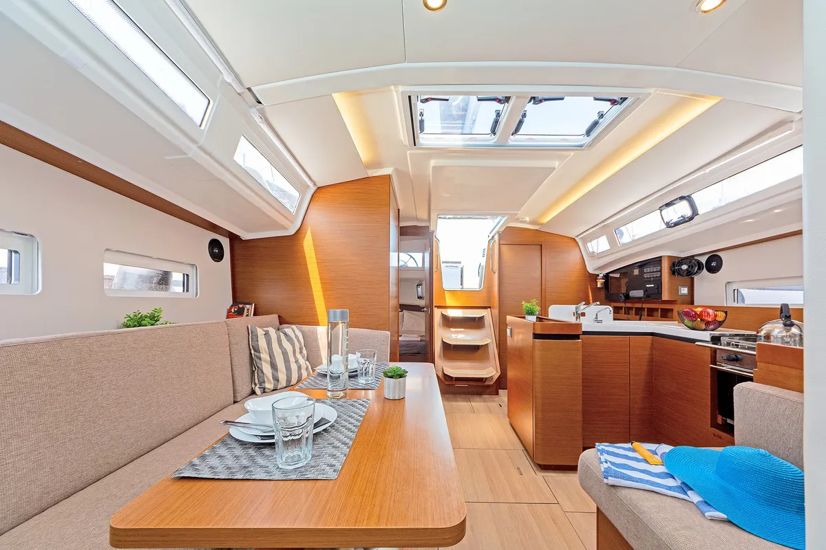 Salon of Zheng Yi Sao, a Jeanneau Sun Odyssey 410 sailboat at Athens, Greece