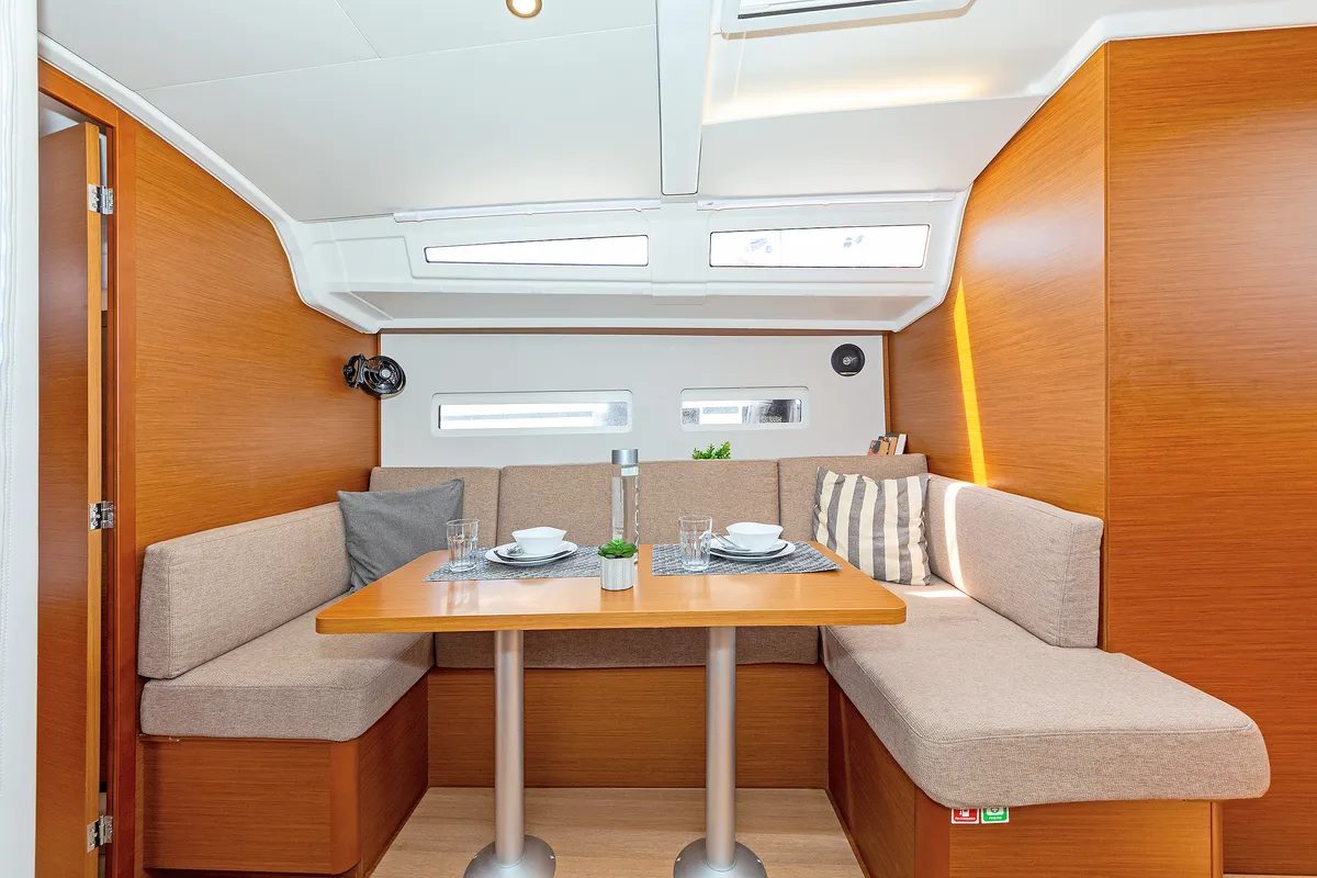 Salon of Zheng Yi Sao, a Jeanneau Sun Odyssey 410 sailboat at Athens, Greece