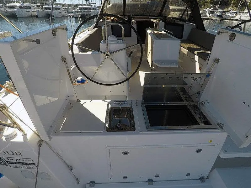 Deck of Petra, a Dufour 460 GL sailboat at Grad Šibenik, Croatia