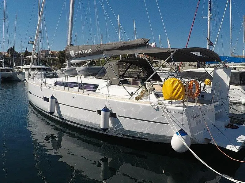 Exterior view of Petra, a Dufour 460 GL sailboat at Grad Šibenik, Croatia