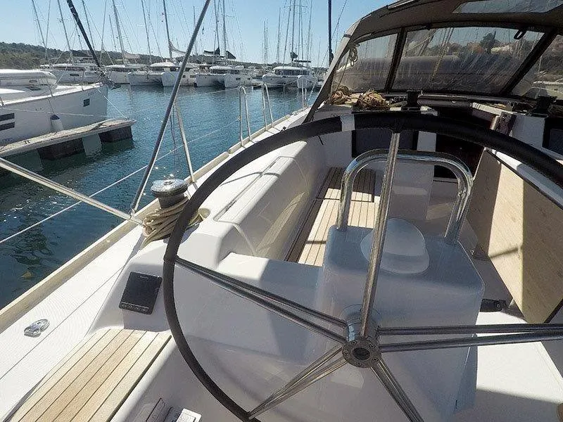 Cockpit of Petra, a Dufour 460 GL sailboat at Grad Šibenik, Croatia