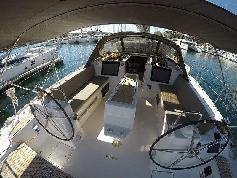 Cockpit of Petra, a Dufour 460 GL sailboat at Grad Šibenik, Croatia