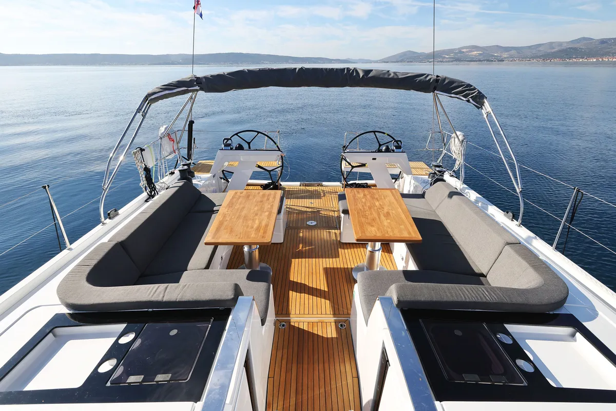 Deck of Tropea, a Hanse 510 sailboat at Grad Kaštela, Croatia