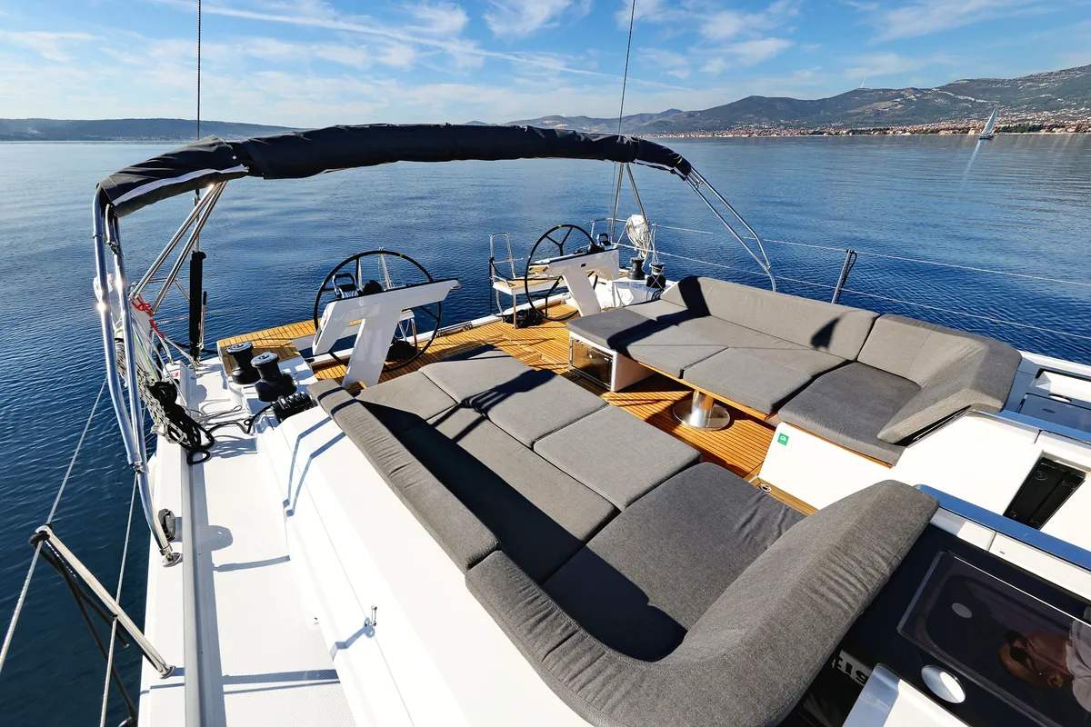 Deck of Tropea, a Hanse 510 sailboat at Grad Kaštela, Croatia