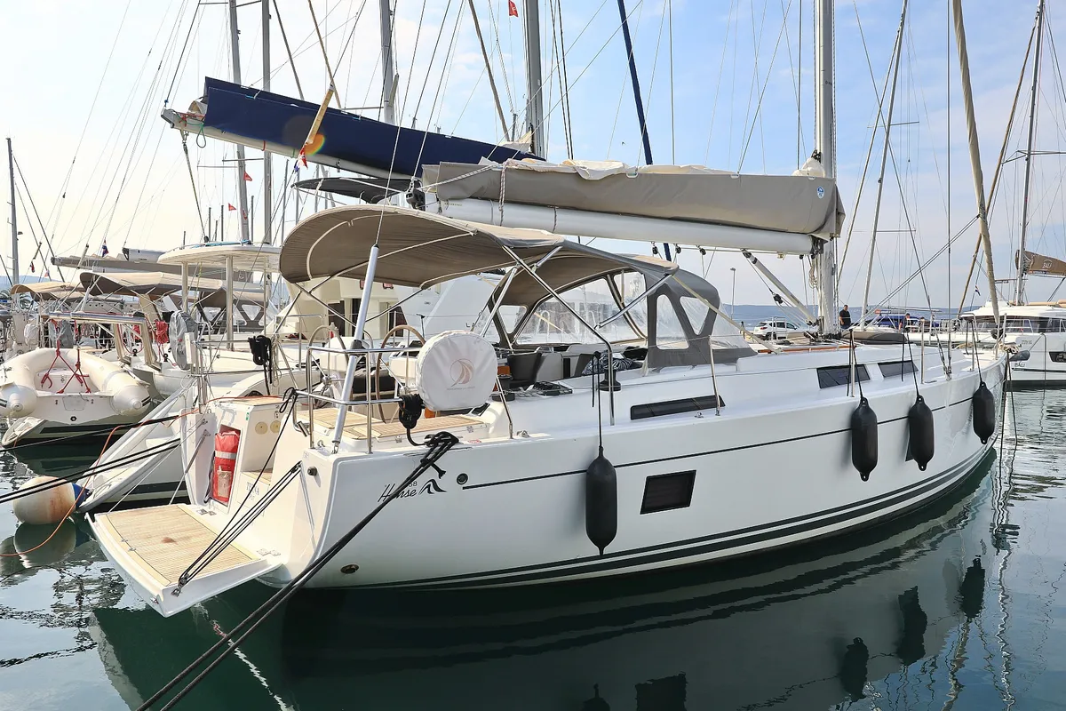 Exterior view of Terna, a Hanse 458 sailboat at Šibenik, Croatia