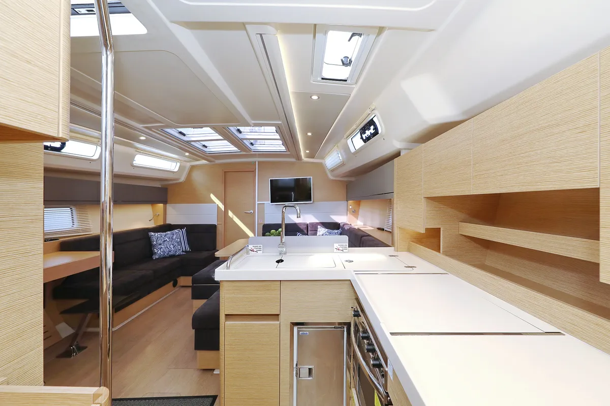 Galley of Terna, a Hanse 458 sailboat at Šibenik, Croatia