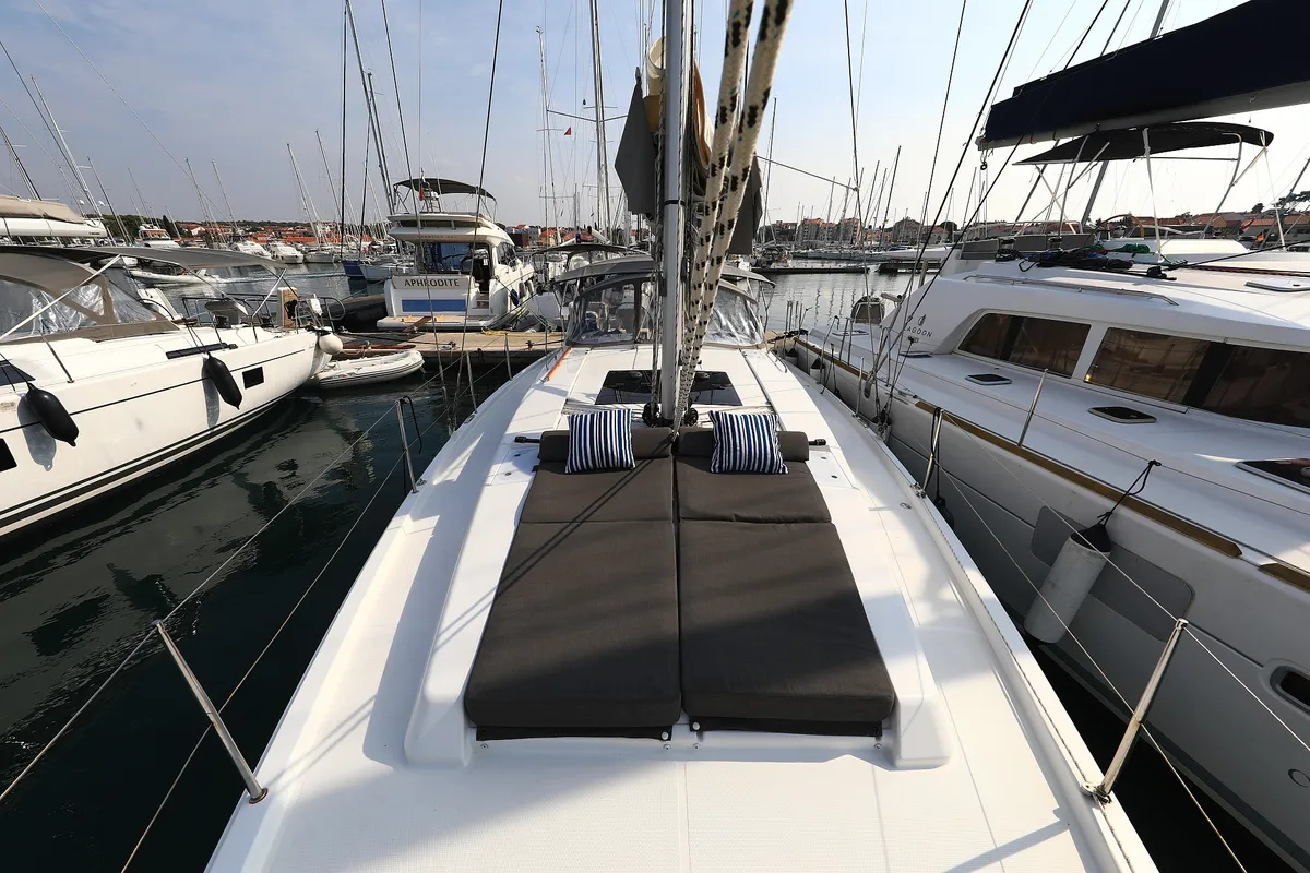 Deck of Terna, a Hanse 458 sailboat at Šibenik, Croatia