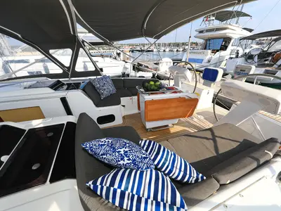 Deck of Terna, a Hanse 458 sailboat at Šibenik, Croatia