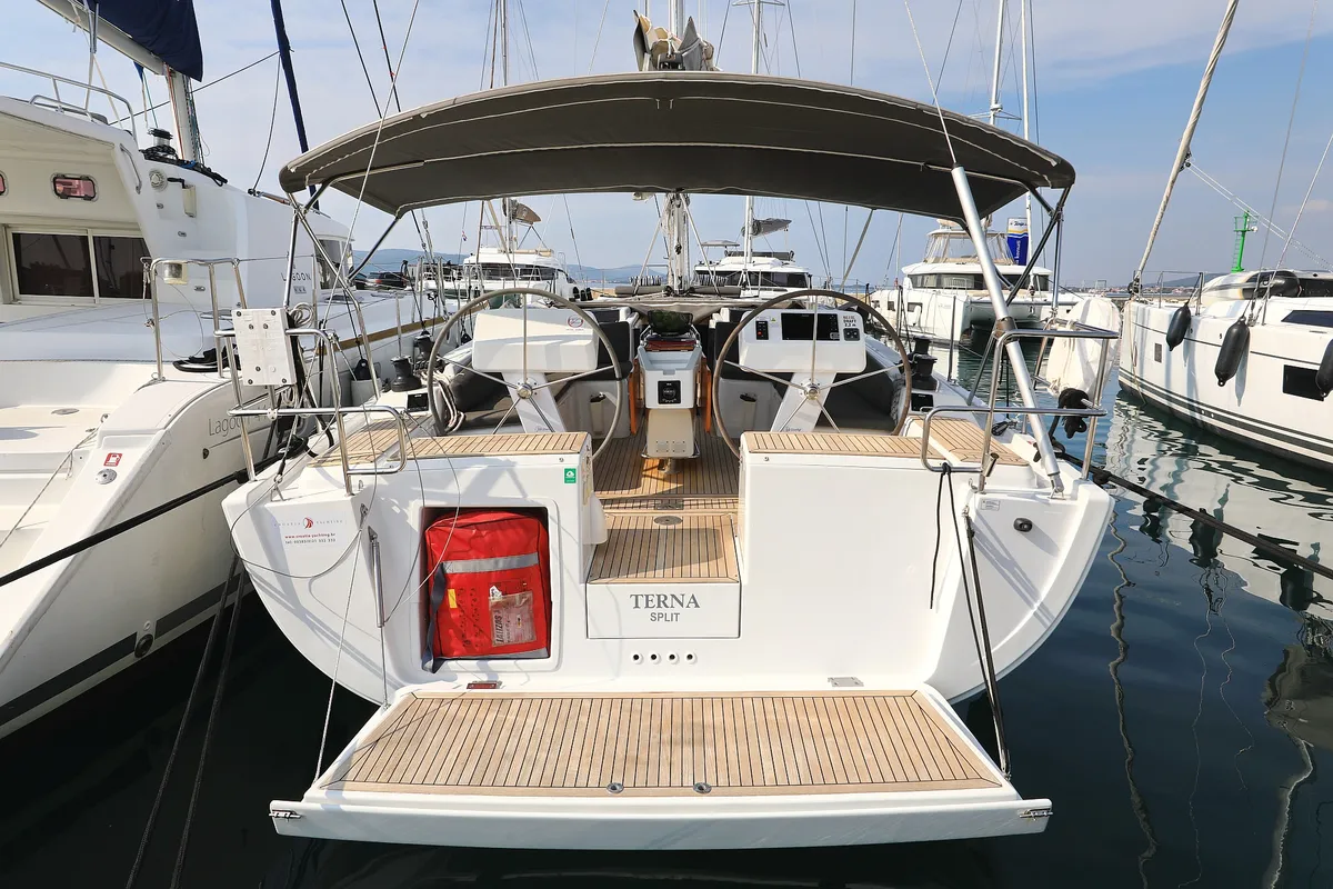 Exterior view of Terna, a Hanse 458 sailboat at Šibenik, Croatia