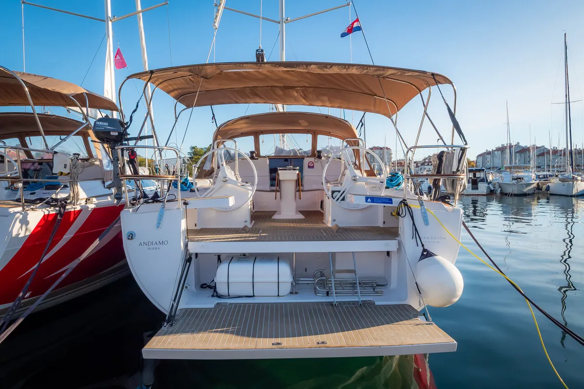 Andiamo, a Elan Impression 50 sailboat at Grad Biograd na Moru, Croatia