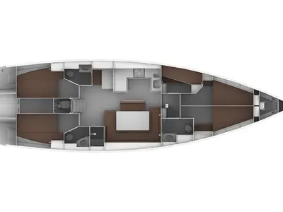 Floor plan of Rossini, a Bavaria Cruiser 50 sailboat at Sukošan, Croatia