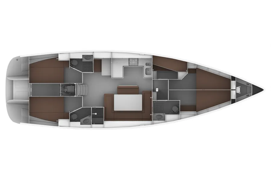Floor plan of Rossini, a Bavaria Cruiser 50 sailboat at Sukošan, Croatia