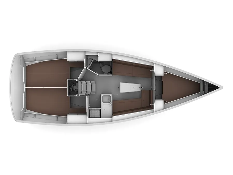 Floor plan of Whisk, a Bavaria Cruiser 34 sailboat at Općina Sukošan, Croatia