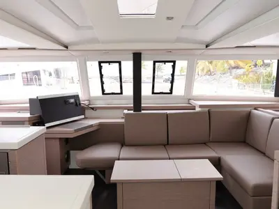 Salon of Idle Time, a Fountaine Pajot Astrea 42 catamaran at Road Town, British Virgin Islands