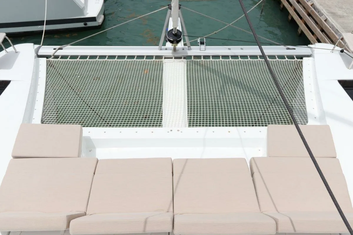 Deck of Idle Time, a Fountaine Pajot Astrea 42 catamaran at Road Town, British Virgin Islands