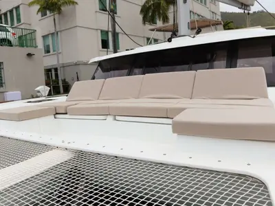 Deck of Idle Time, a Fountaine Pajot Astrea 42 catamaran at Road Town, British Virgin Islands