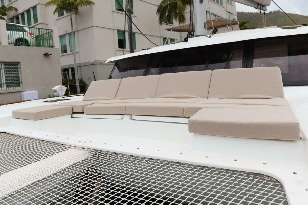 Deck of Idle Time, a Fountaine Pajot Astrea 42 catamaran at Road Town, British Virgin Islands
