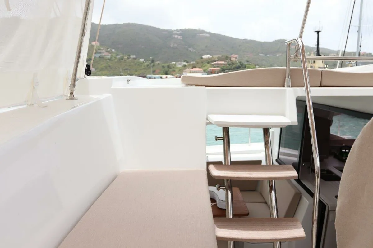 Deck of Idle Time, a Fountaine Pajot Astrea 42 catamaran at Road Town, British Virgin Islands