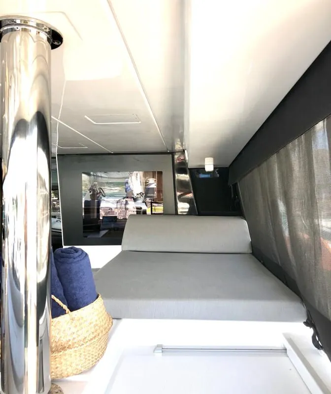 Cabin on Atlantis, a Lagoon 620 catamaran at Lavrion, Greece