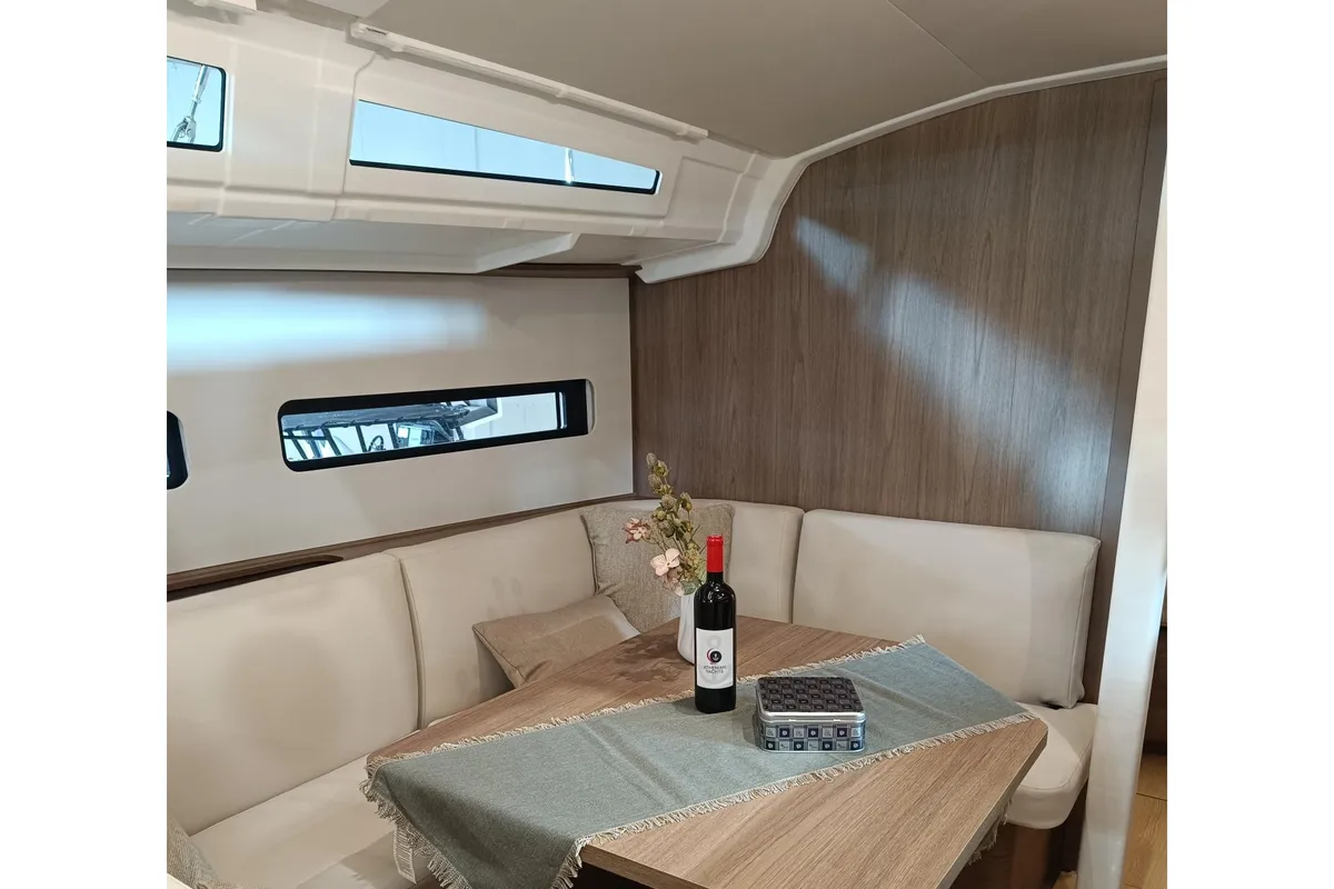 Salon of Myriana, a Jeanneau Sun Odyssey 415 sailboat at Marpissa, Greece
