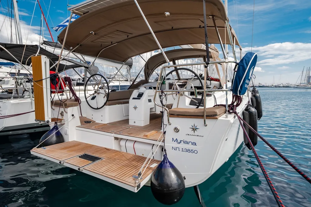 Myriana, a Jeanneau Sun Odyssey 415 sailboat at Marpissa, Greece