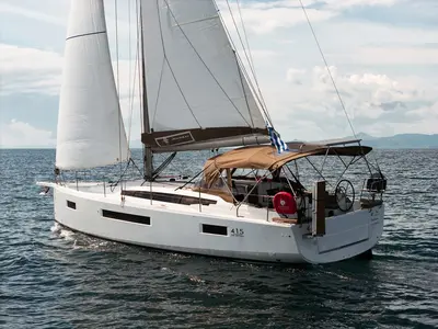 Myriana, a Jeanneau Sun Odyssey 415 sailboat at Marpissa, Greece