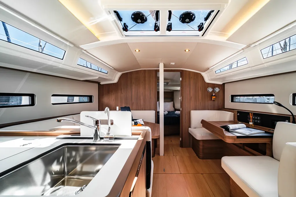 Myriana, a Jeanneau Sun Odyssey 415 sailboat at Marpissa, Greece