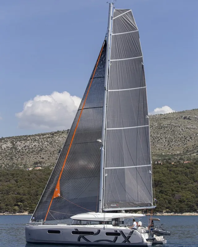 Exterior view of Tranquillity, a Excess 15 catamaran at Mytikas, Greece