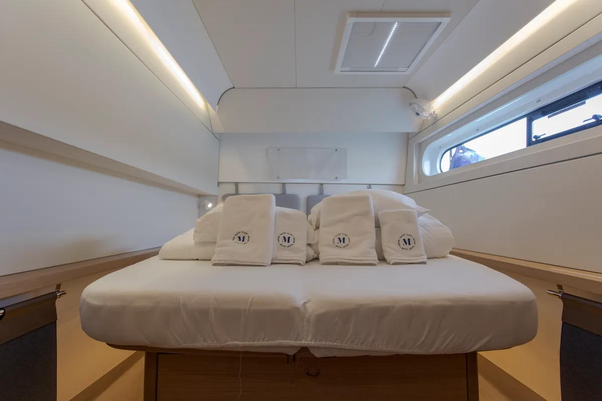 Cabin on Tranquillity, a Excess 15 catamaran at Mytikas, Greece